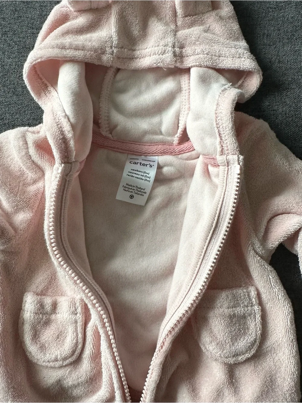 Pink Plush Hooded Baby Jacket & Joggers with Ears